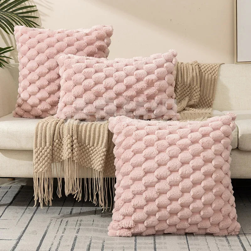 Flocon – housse de coussin en velours texturé, coloris Rose