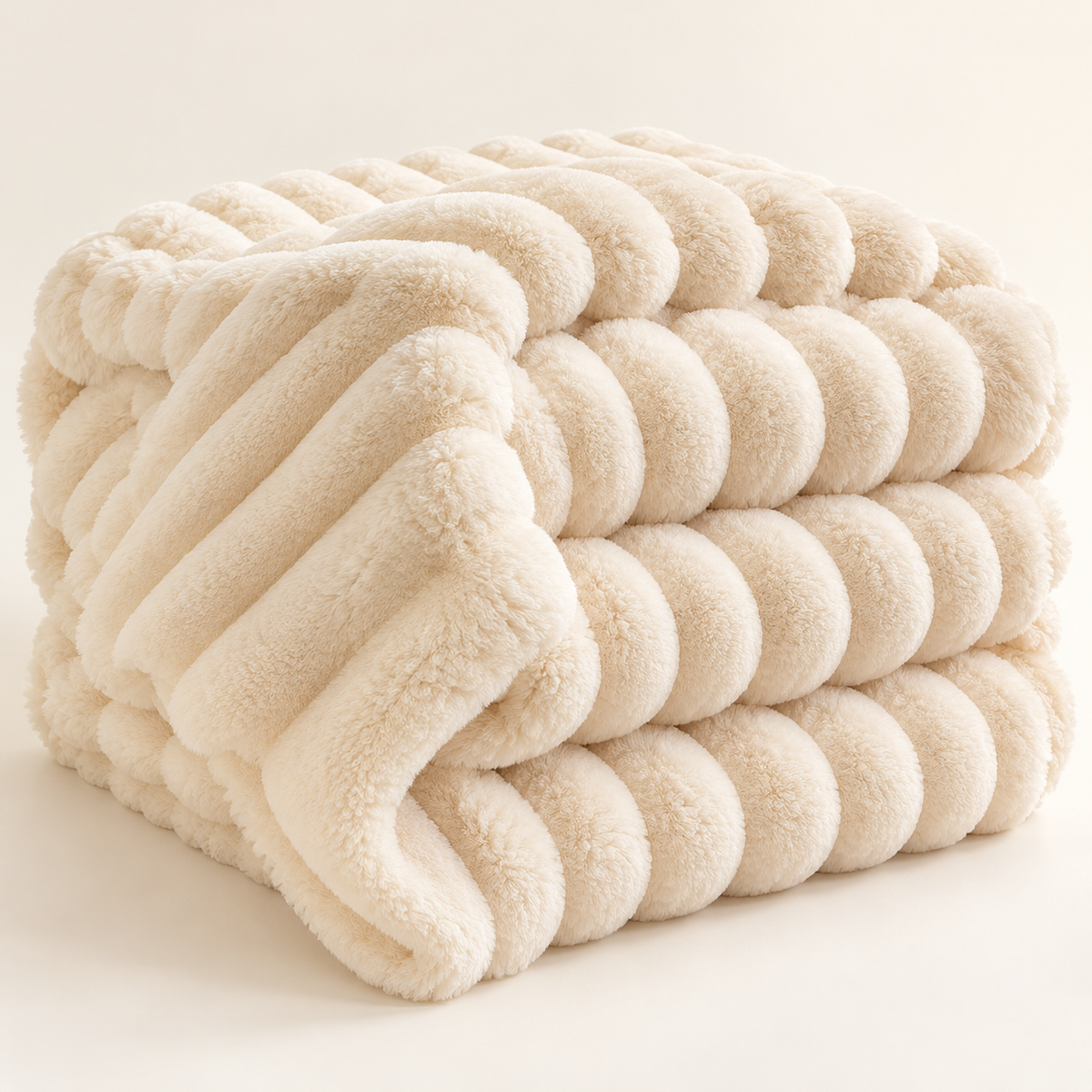 Lune – Plaid effet velours de lapin, seul ou avec 2 taies